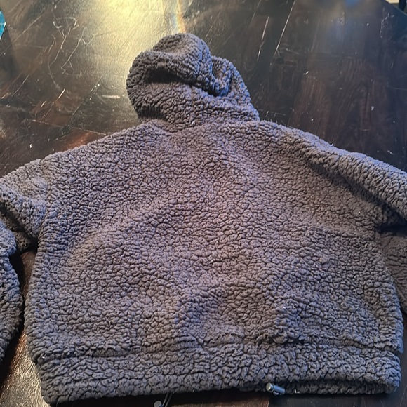 Small Gray RSQ Zip Up Sherpa Hoodie - Picture 3 of 3